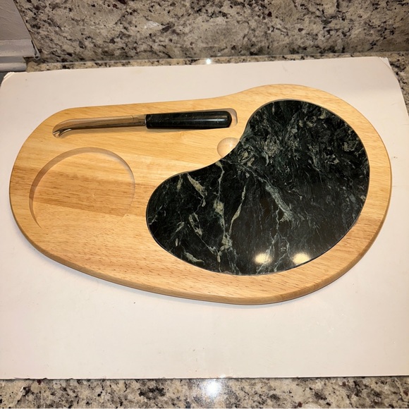 Vintage Beautiful Marble Cheese Board with Knife/Bowl Set.Brand New Never Used - Picture 6 of 8